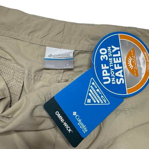 COLUMBIA *NEW* PFG Aruba Roll Up Pant in Khaki Size 4 Regular Womens UPF 30 - Picture 3 of 8